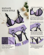 Contrast Color Cut-Out Mesh Lingerie Set