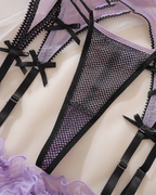 Contrast Color Cut-Out Mesh Lingerie Set