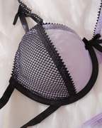 Contrast Color Cut-Out Mesh Lingerie Set