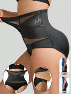 High Waist Tummy Control Breathable Mesh Cross Seamless Hip Lifting Briefs