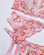 Open Cup Lingerie Set – Sexy Embroidery Temptation 4-Piece Set