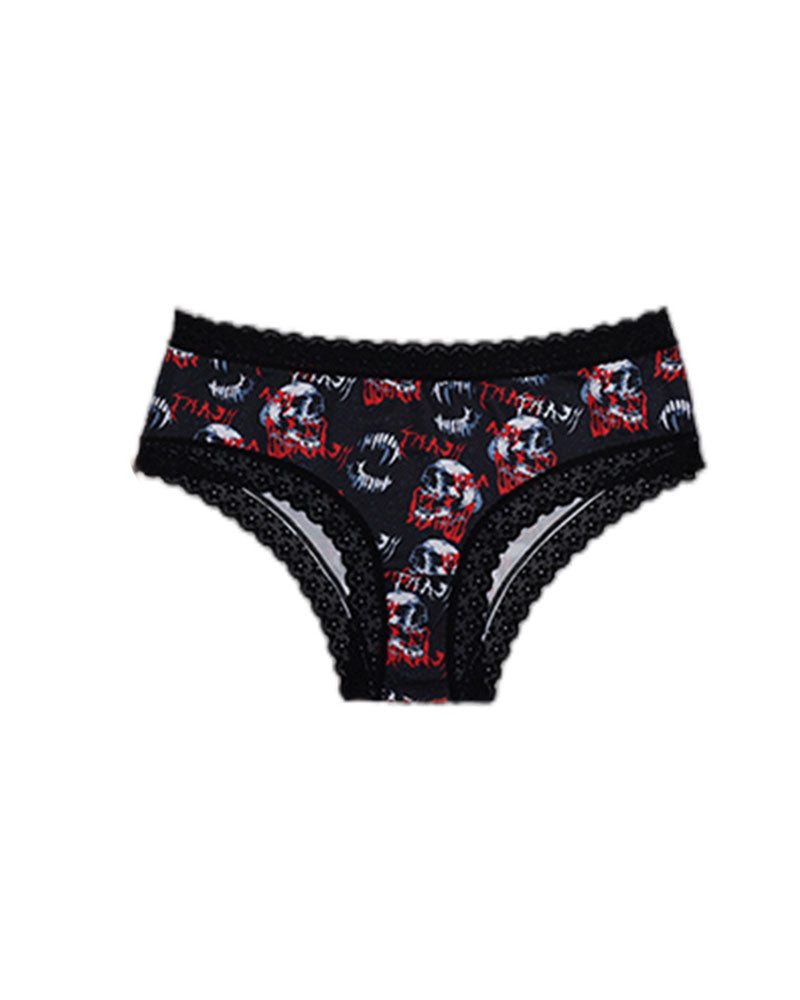 Rose Print Lace Trim High-Stretch Comfort Mid-Rise Women's Panties