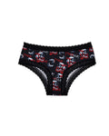 Rose Print Lace Trim High-Stretch Comfort Mid-Rise Women's Panties