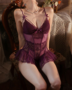 Sexy Ballet-Inspired Lace Sheer Corset Bodysuit