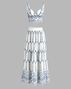 Summer Bohemian Printed Tie-Front Two-Piece Dress Set