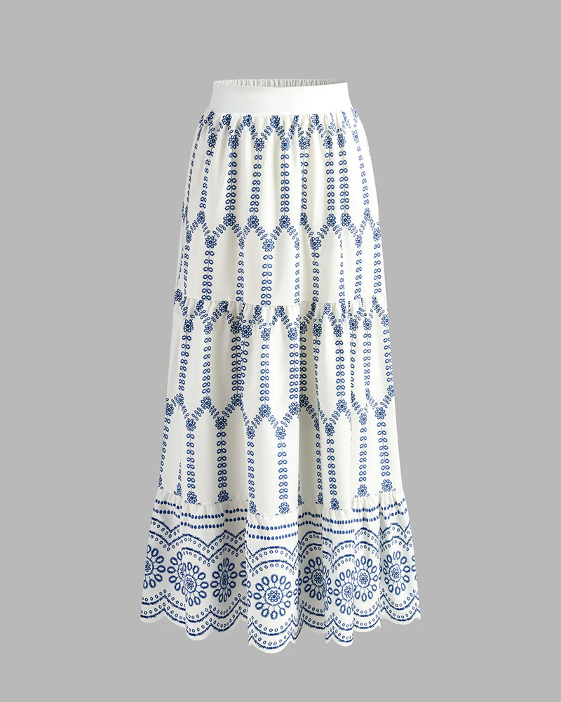 Summer Bohemian Printed Tie-Front Two-Piece Dress Set
