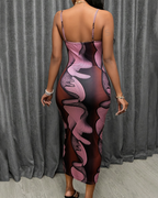 Sexy Printed Sleeveless Bodycon Long Dress