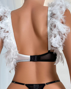 Sexy Feather Chain Lace Contrast Lingerie Set