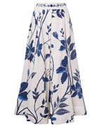 Adjustable Straps Blue & White Floral Print Swimsuit Set