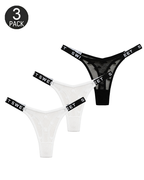 Sexy Heart Lace Thong Panties 3-Pack