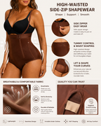 Highly Breathable High-Waisted Side-Zip Shapewear Bodysuits