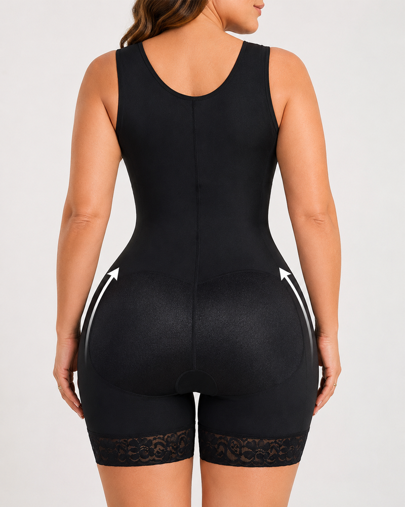 Full-Body Shapewear with Bust Support, Tummy Control & Side Zipper