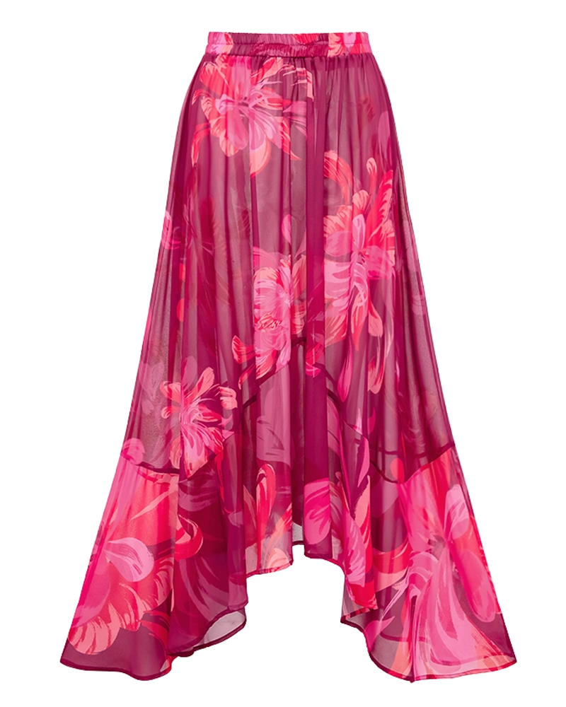 Sling Abstract Floral Print One Piece Swimsuit Set