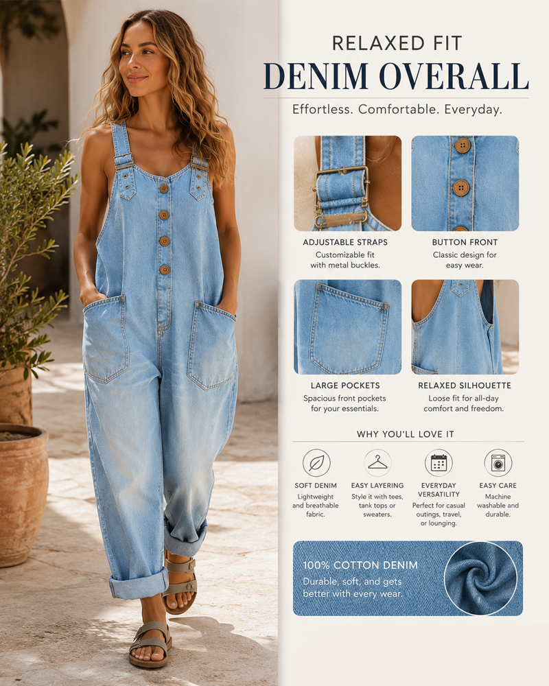 Vintage Loose Fit Casual Denim Jumpsuit