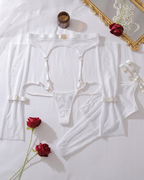 Sexy Sheer Mesh Sculpting Bodysuit Set with Matching Stockings