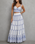 Summer Bohemian Printed Tie-Front Two-Piece Dress Set