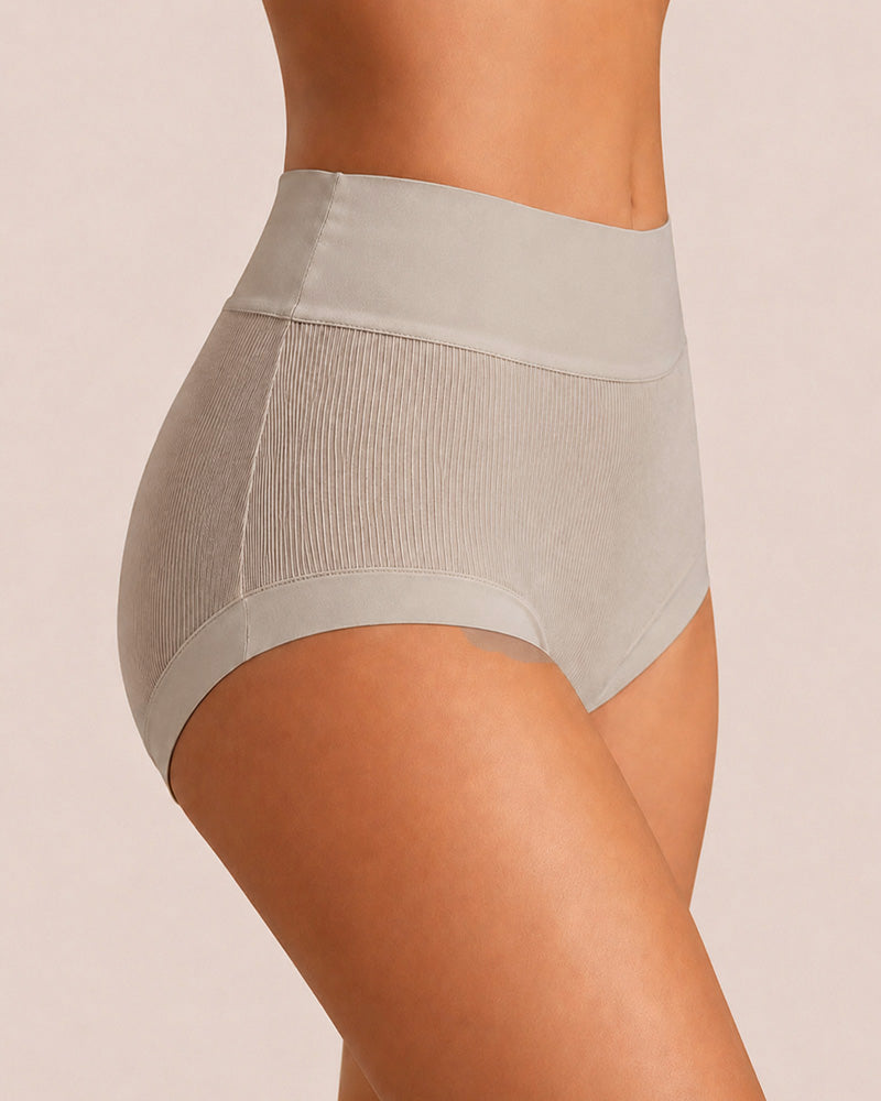 5-Pack High Waist Ribbed Pure Cotton High Elastic Briefs