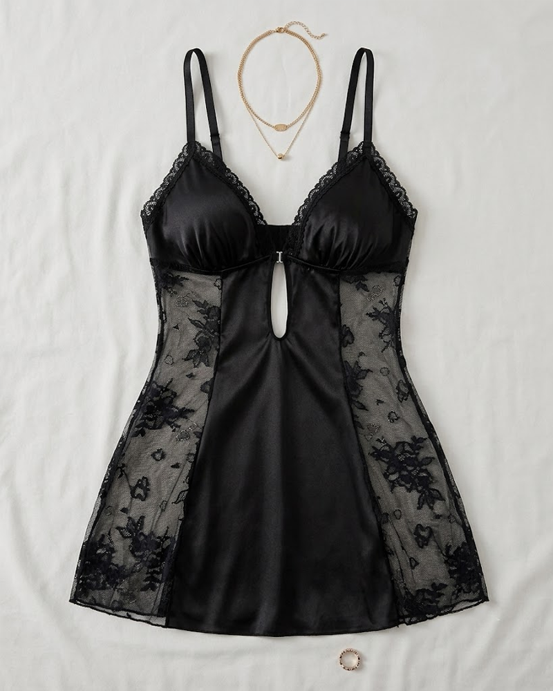 Sexy Lace Spaghetti Strap Mesh Chemise Nightgowns