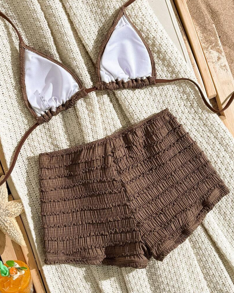 Halter Neck Starfish Sequin Embroidered Two-Piece Bikini Set