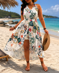 Plus Size Bohemian Print Halter Dress and Shorts Set