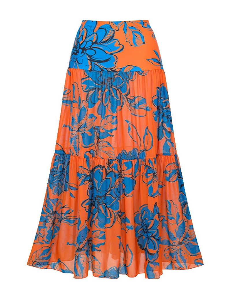 Bandeau Color Block Blossom Print Swimsuit Set