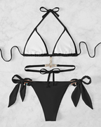 Rhinestone Cutout Back Tie Bikini