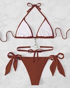 Rhinestone Cutout Back Tie Bikini