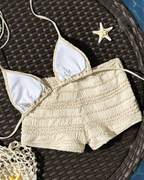 Halter Neck Starfish Sequin Embroidered Two-Piece Bikini Set