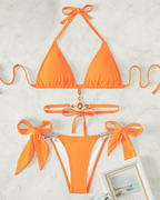 Rhinestone Cutout Back Tie Bikini