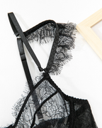 Sexy Eyelash Lace Cutout Lingerie Set