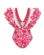 V Neck Ruffle Printed Swimsuit Set
