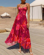 Sling Abstract Floral Print One Piece Swimsuit Set