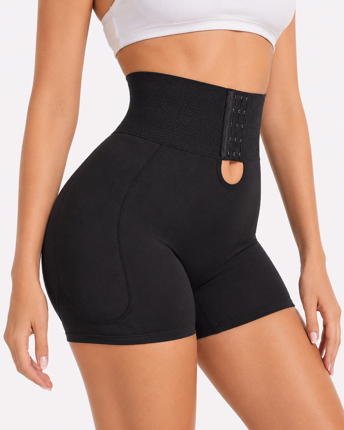 High Waist Tummy Control Hook-eye Hip-enhancing Shaping Shorts