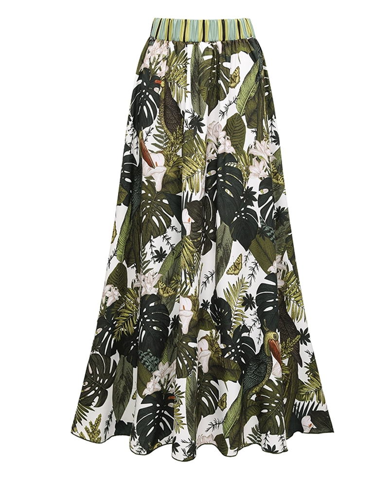 Adjustable shoulder straps Green Print Swimsuit Set