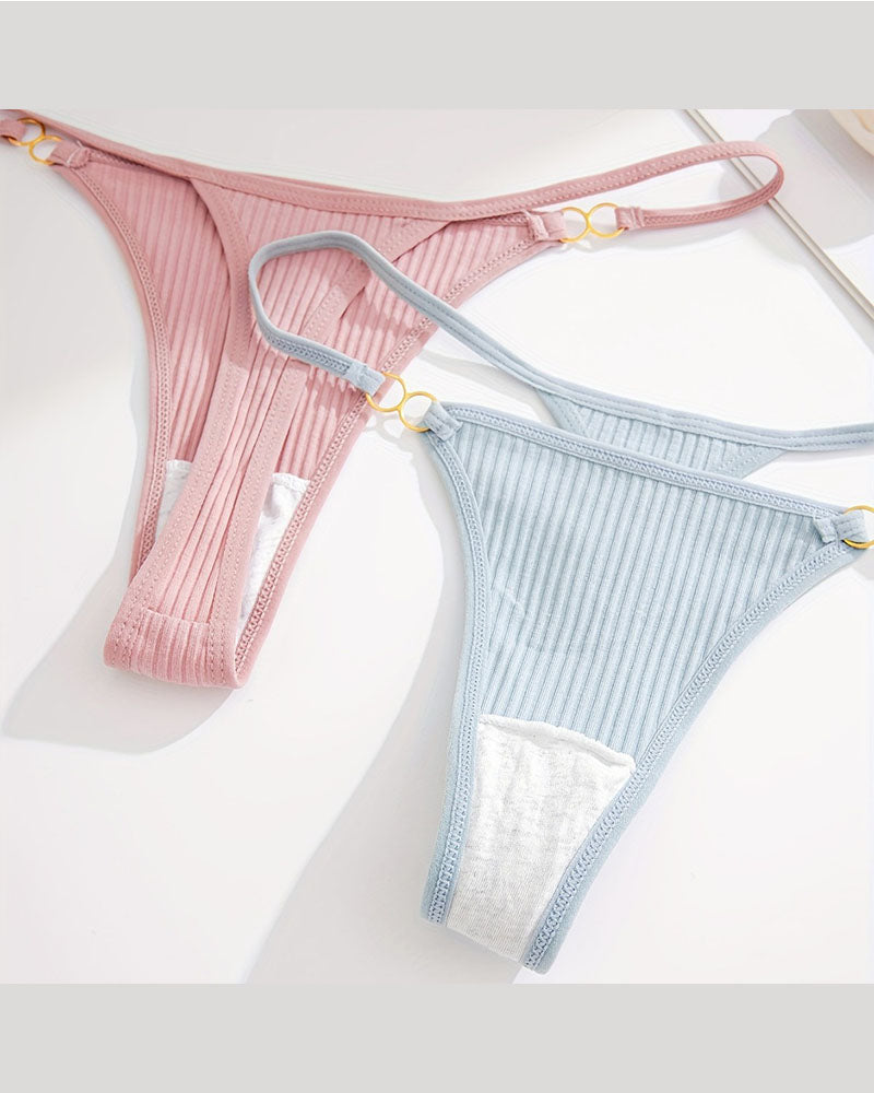 Cotton Threaded T-Pants Women's Low Waist Hip Lifting Fitness High Fork Fashionable Thong