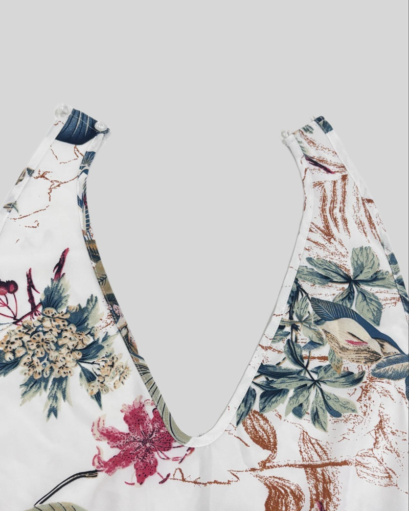Plus Size Bohemian Print Halter Dress and Shorts Set