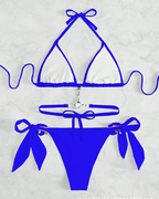 Rhinestone Cutout Back Tie Bikini