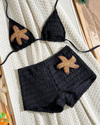 Halter Neck Starfish Sequin Embroidered Two-Piece Bikini Set