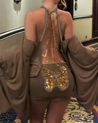 Sexy Halter Off-Shoulder Backless Bodycon Batwing Sleeve Dress