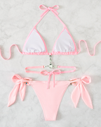 Rhinestone Cutout Back Tie Bikini