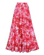 Cutout Flower Print One Piece Swimsuit and Skirt Flaxmaker