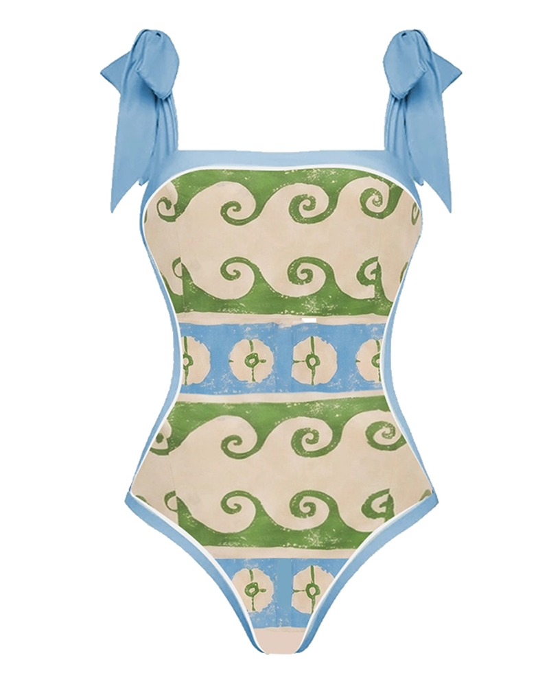 Adjustable Shoulder Straps Printed Swimsuit Set