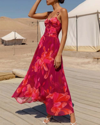 Sling Abstract Floral Print One Piece Swimsuit Set