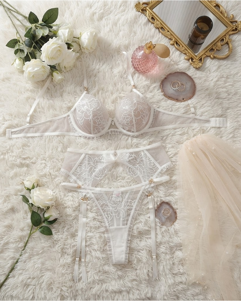 Sexy Strappy Lace Sheer Lingerie Set