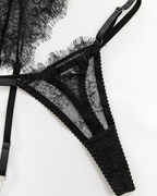Sexy Eyelash Lace Cutout Lingerie Set