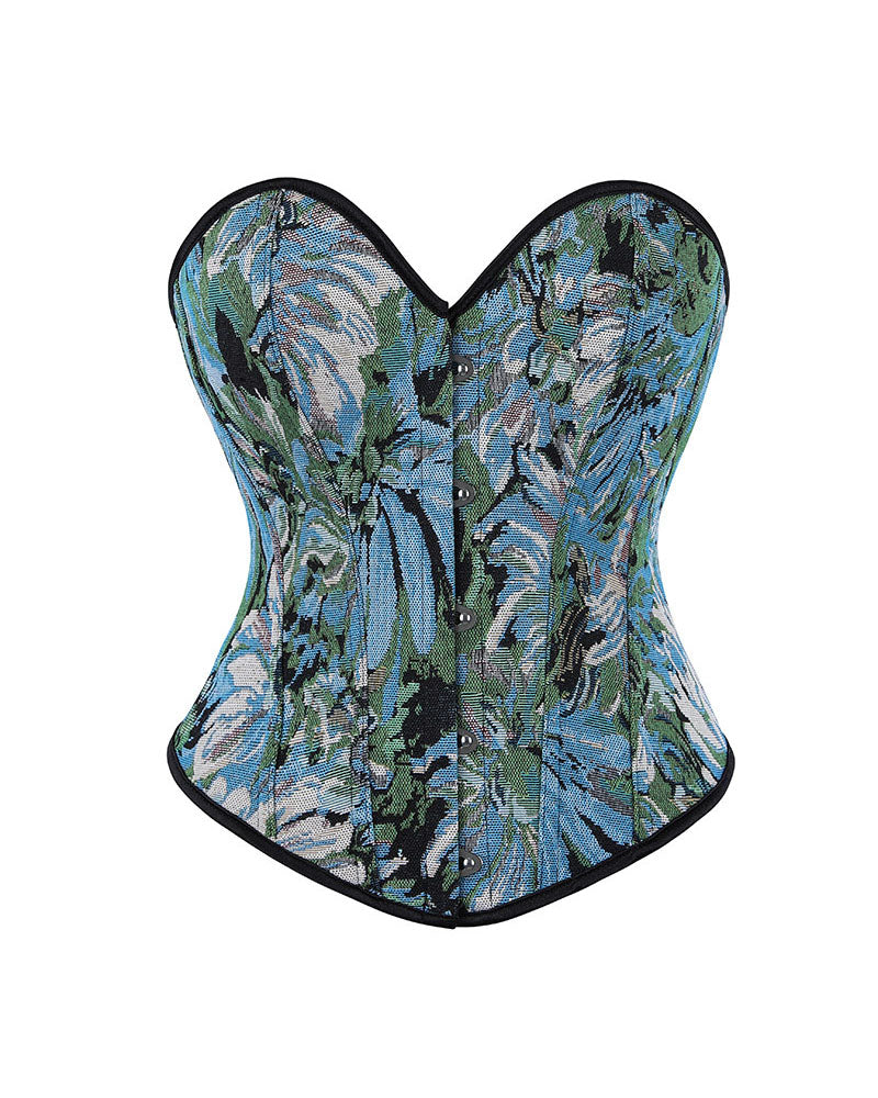 Monet Oil Painting Vintage Fishbone Corset Tight Gather Court Shaping Top