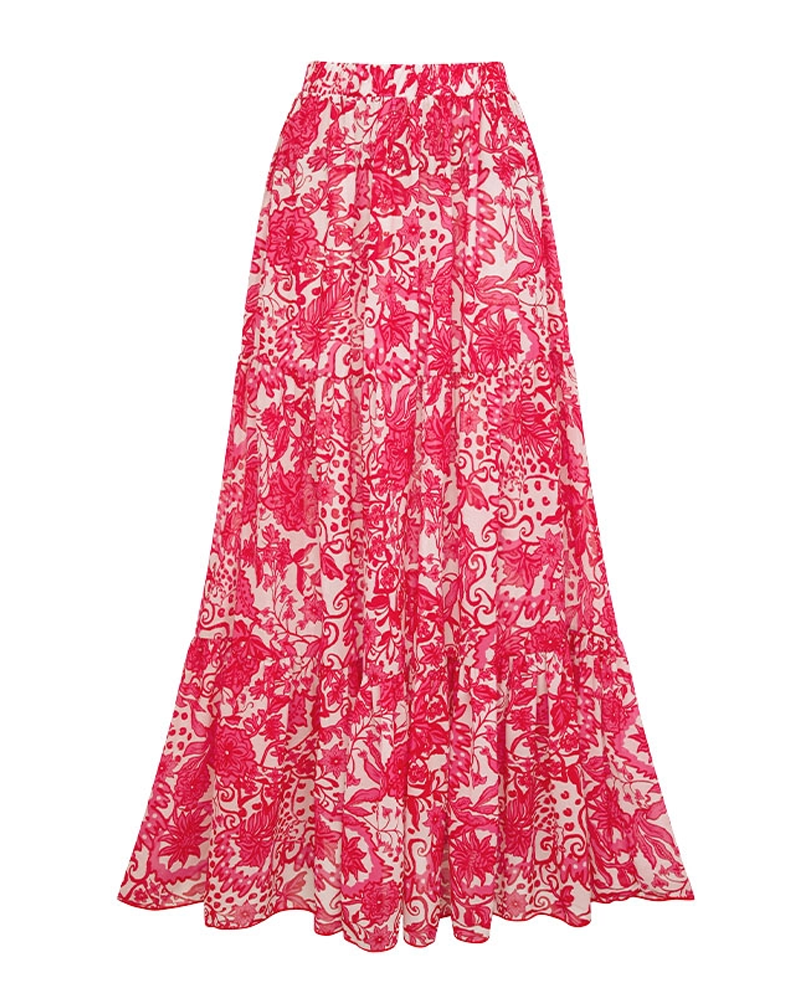 V Neck Ruffle Printed Swimsuit Set