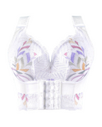 Women's No Steel Ring Bra Front Buckle Lift Bralette Breathable Underwear Breast Gathered Anti-Sagging Lingerie-White
