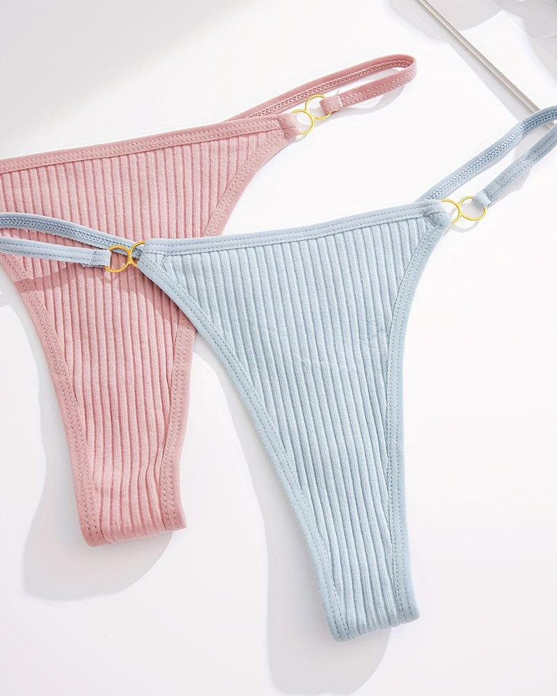 Cotton Threaded T-Pants Women's Low Waist Hip Lifting Fitness High Fork Fashionable Thong