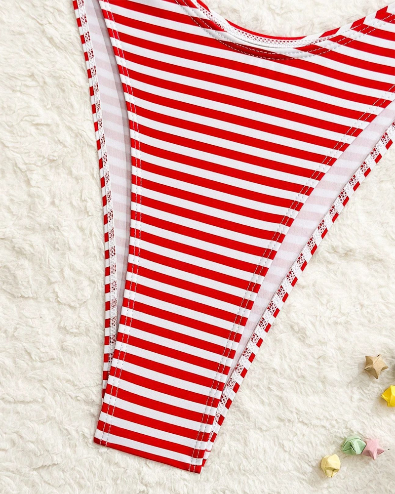 4th of July Stars and Stripes Halter Deep V Bikini Set